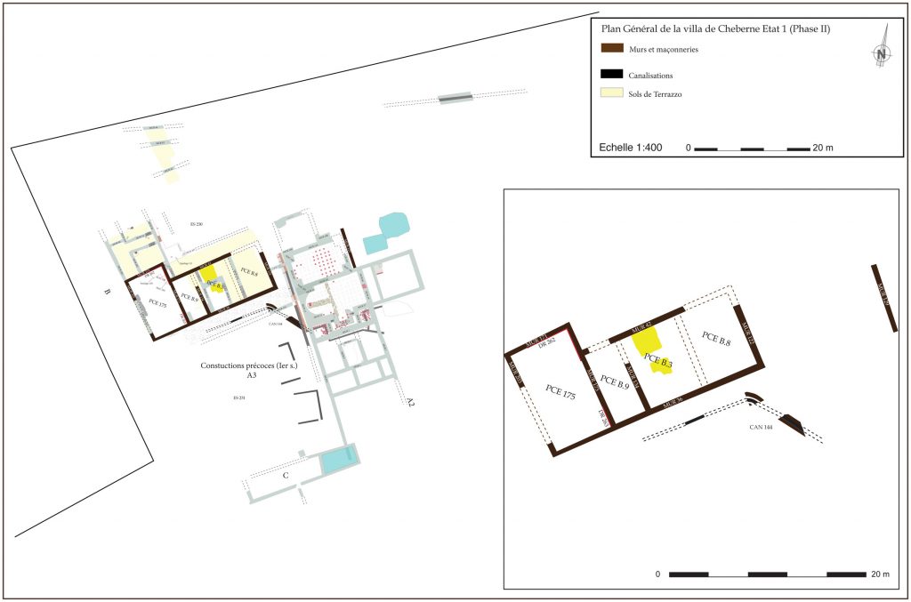 Fig. 2 - Plan Général de la villa de Cheberne Etat 1 (Phase 2)